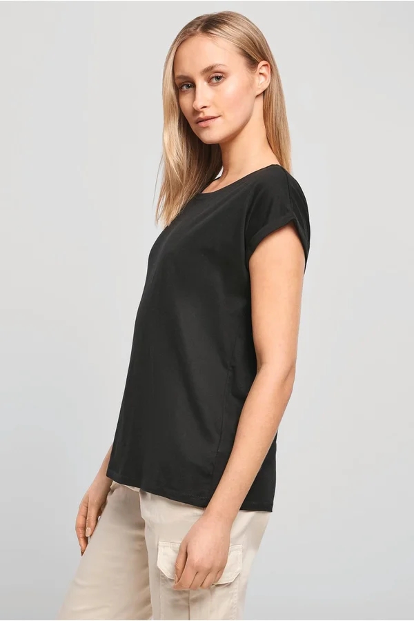 Damen-T-Shirt mit Reversärmeln Black