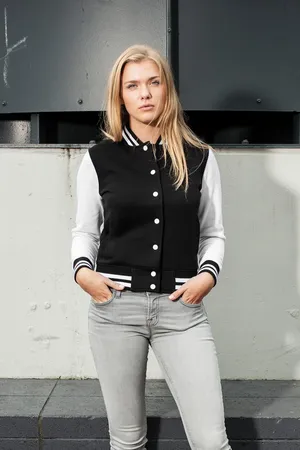 Ladies´ Sweat College Jacket Black / White
