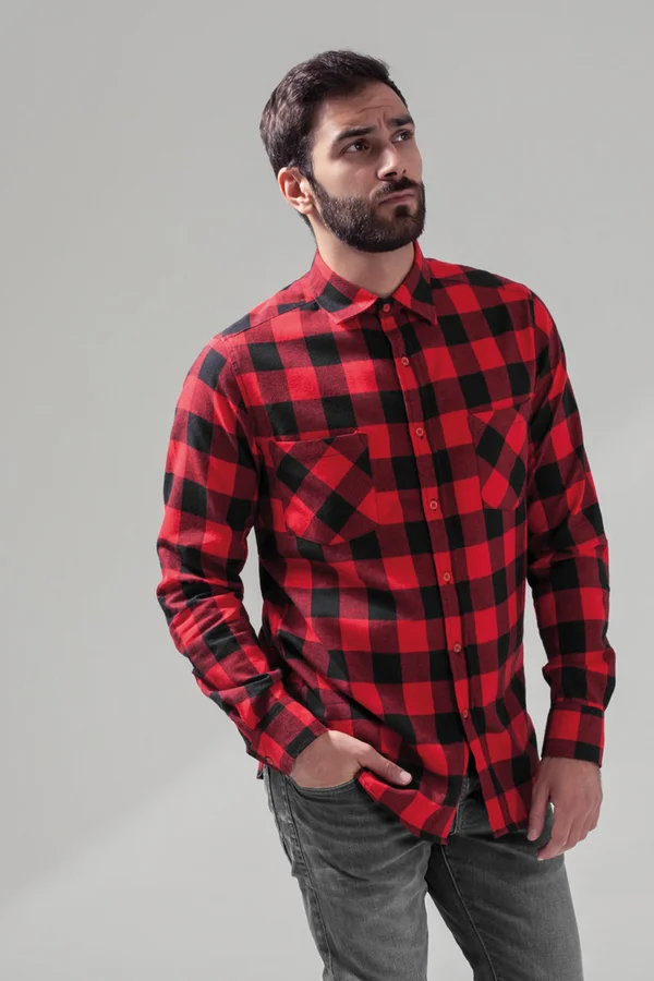 Checked Flannel Shirt Black-Red