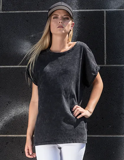 Ladies´ Acid Washed Extended Shoulder Tee