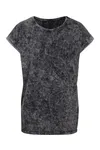 Ladies´ Acid Washed Extended Shoulder Tee Darkgrey White