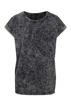 Ladies´ Acid Washed Extended Shoulder Tee Darkgrey White