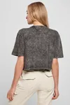 Ladies´ Acid Washed Cropped Tee Darkgrey White