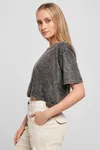 Ladies´ Acid Washed Cropped Tee Darkgrey White