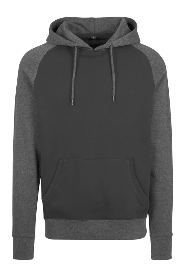 Raglan Hoody Black / Charcoal (Heather)