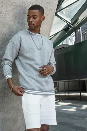 College Sweat Crew heather grey/white