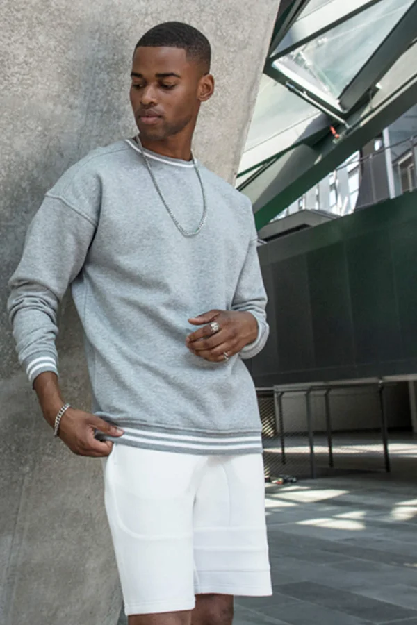 College Sweat Crew heather grey/white