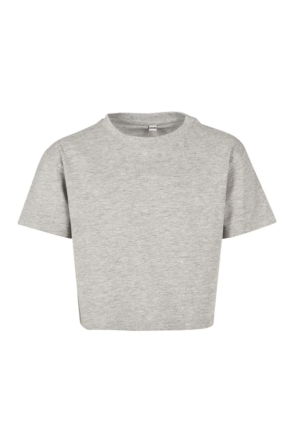 Girls Cropped Jersey Tee Heather Grey