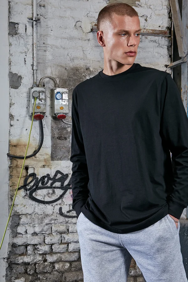 Organic Long Sleeve With Cuffrib Black