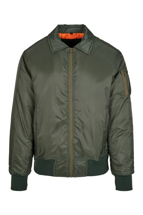Collar Bomber Jacket Dark Olive