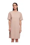 Ladies´ Organic Oversized Slit Tee Dress Dusk Rose