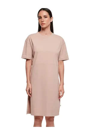 Ladies´ Organic Oversized Slit Tee Dress Dusk Rose