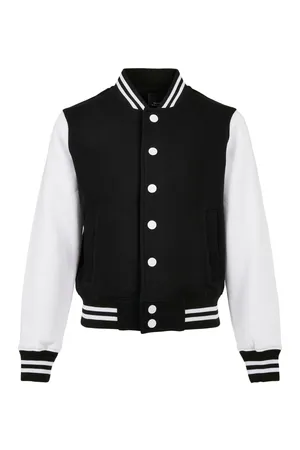 Kids´ Organic Sweat College Jacket Black / White