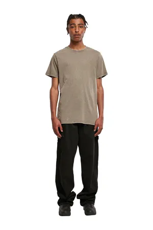 Acid Washed Round Neck Tee Dark Khaki