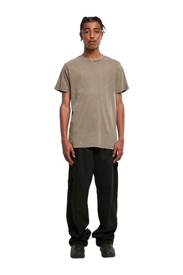 Acid Washed Round Neck Tee Dark Khaki