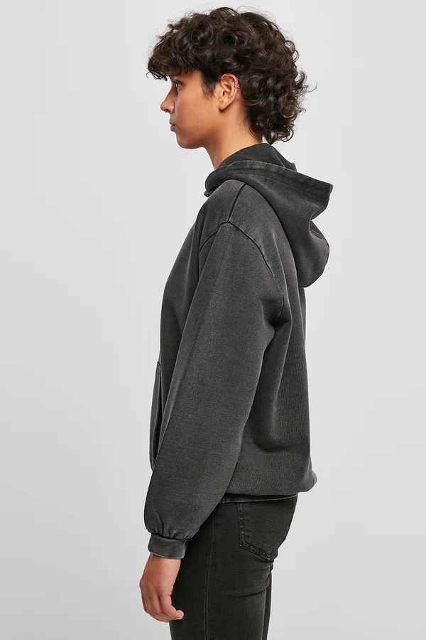 Ladies´ Acid Washed Oversize Hoody Black