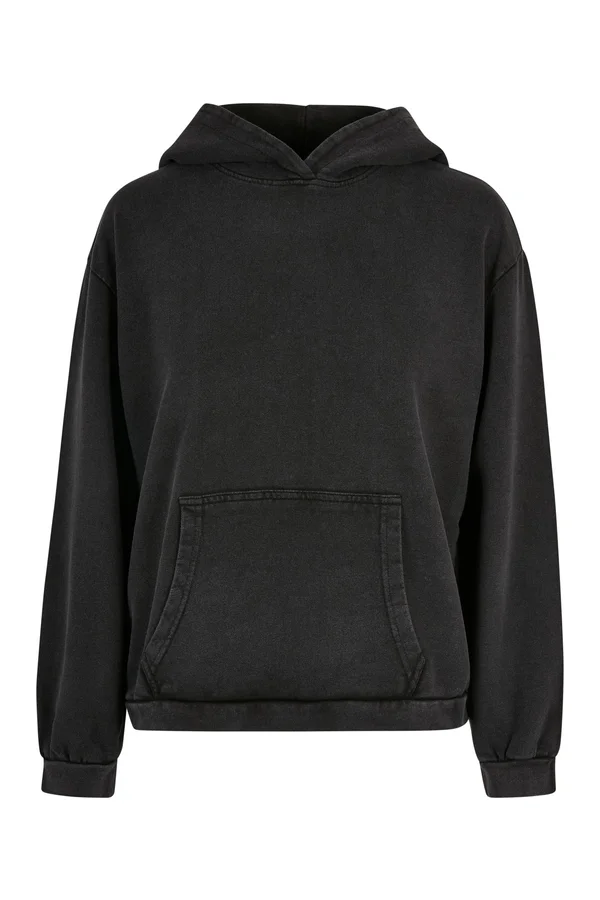 Ladies´ Acid Washed Oversize Hoody Black