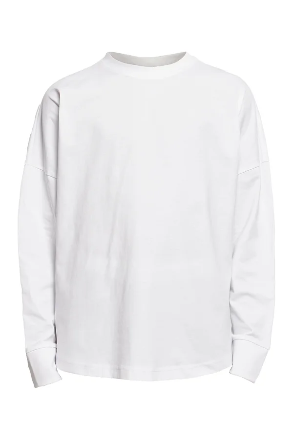 Oversized Cut On Sleeve Longsleeve White