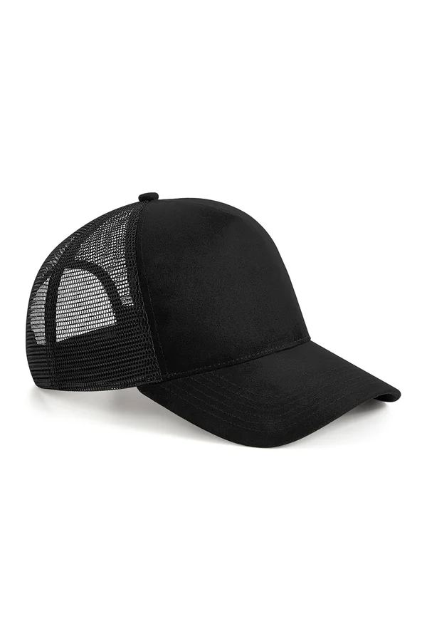 Suede Snapback Trucker Black