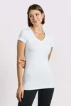 Women´s Slim Fit V-Neck-T Long White