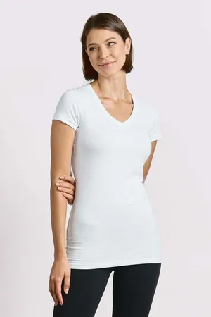 Women´s Slim Fit V-Neck-T Long White