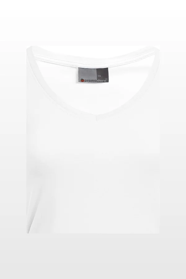 Women´s Slim Fit V-Neck-T Long White