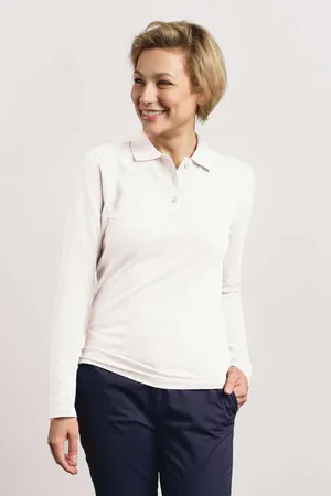 Women´s Heavy Polo Long Sleeve White