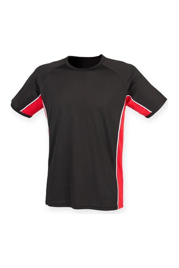 Adult's Performance Panel T-Shirt black / red / white