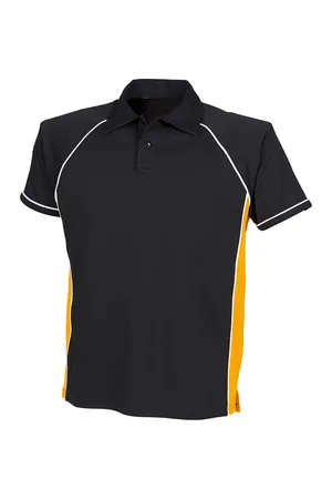 Men´s Piped Performance Polo Black / Amber / White