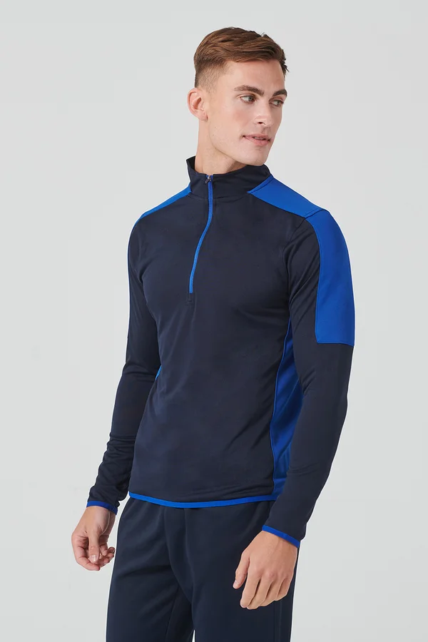 Adults 1/4 Zip Midlayer With Contrast Panelling Navy / Royal