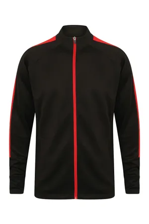 Adults Knitted Tracksuit Top Black / Red