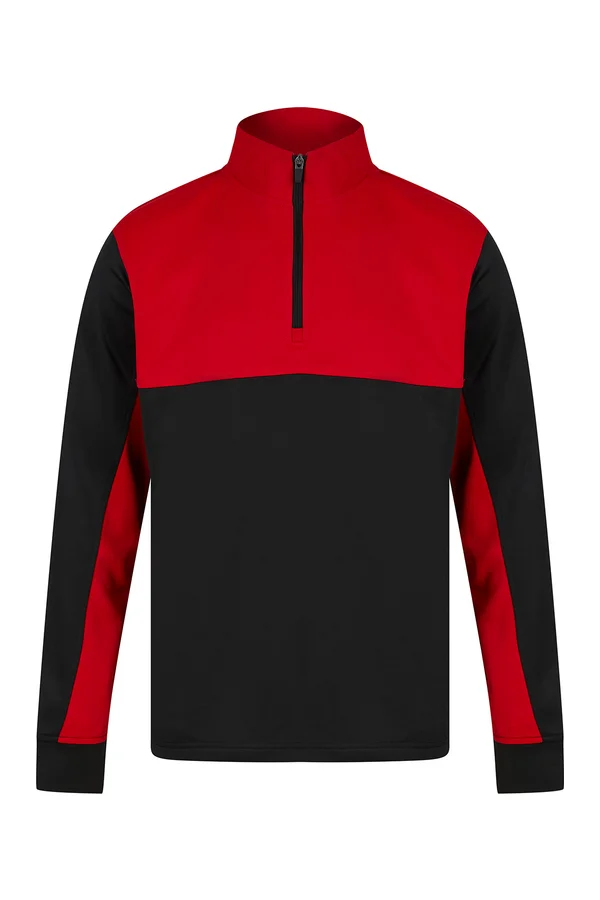 Adults 1/4 Zip Tracksuit Top Black / Red