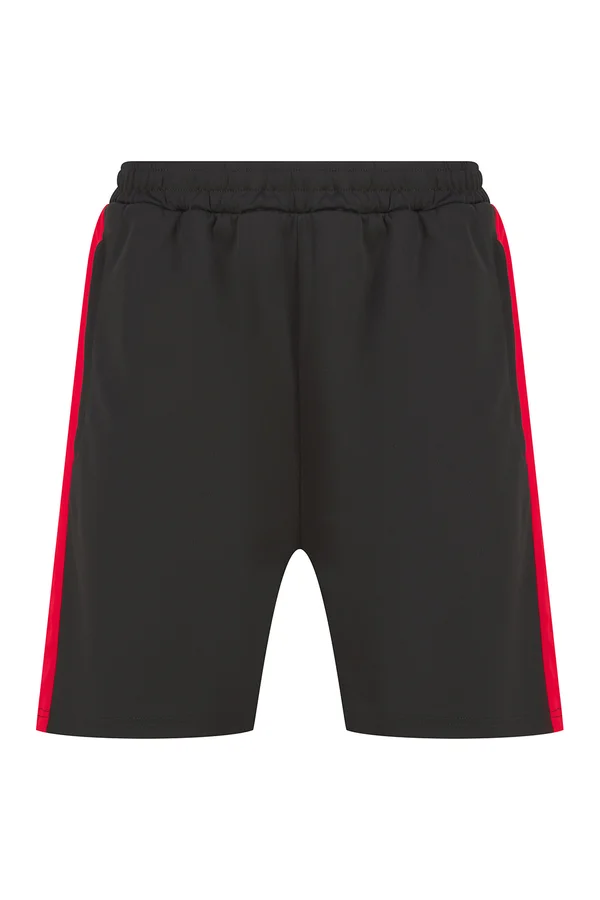 Adults Knitted Shorts With Zip Pockets Black / Red