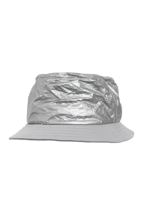 Crinkled Paper Bucket Hat Silver