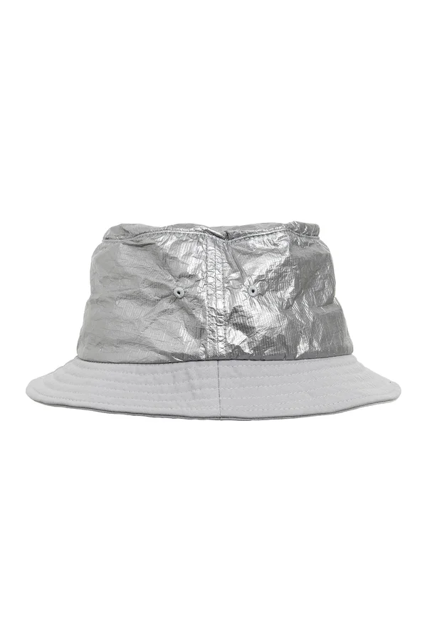 Crinkled Paper Bucket Hat Silver