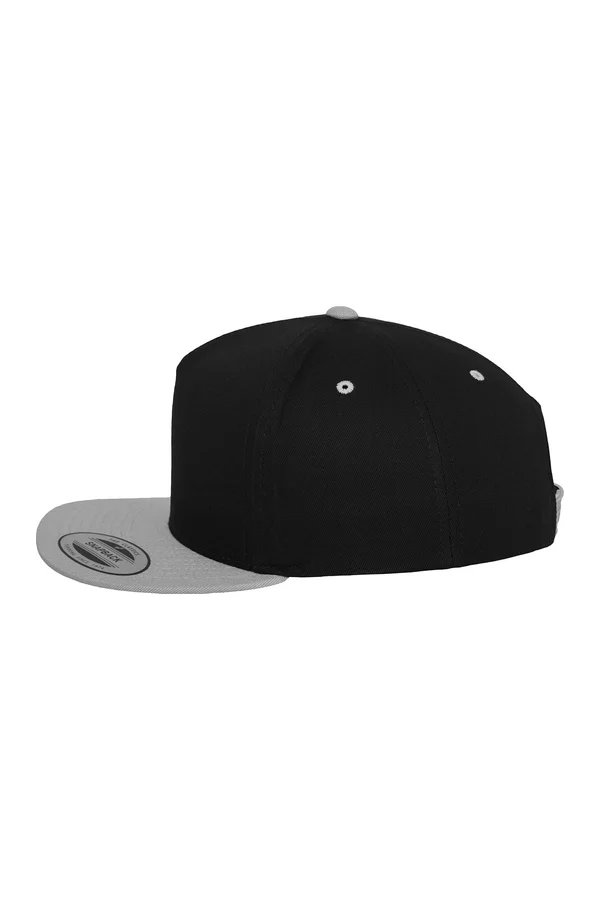 Classic 5 Panel Snapback Cap Black / Silver