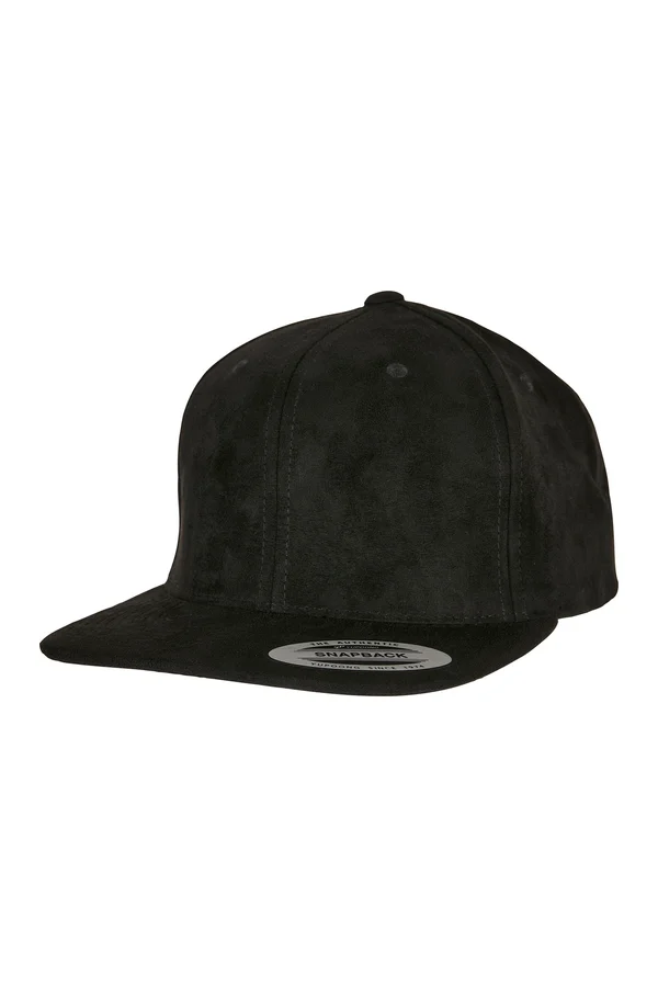 Suede Leather Snapback Black