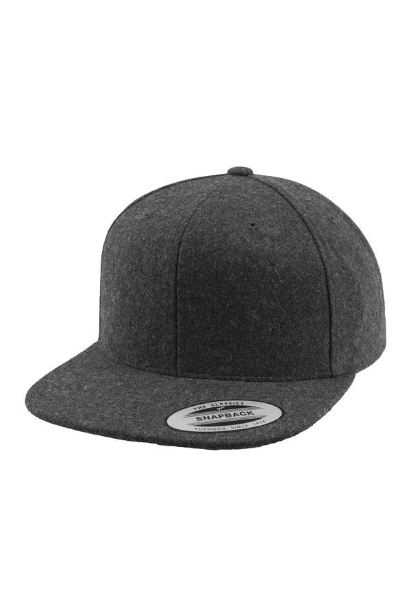 Melton Wool Snapback Cap Dark Grey
