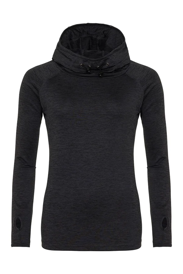 Women´s Cool Cowl Neck Top Black Slate Melange