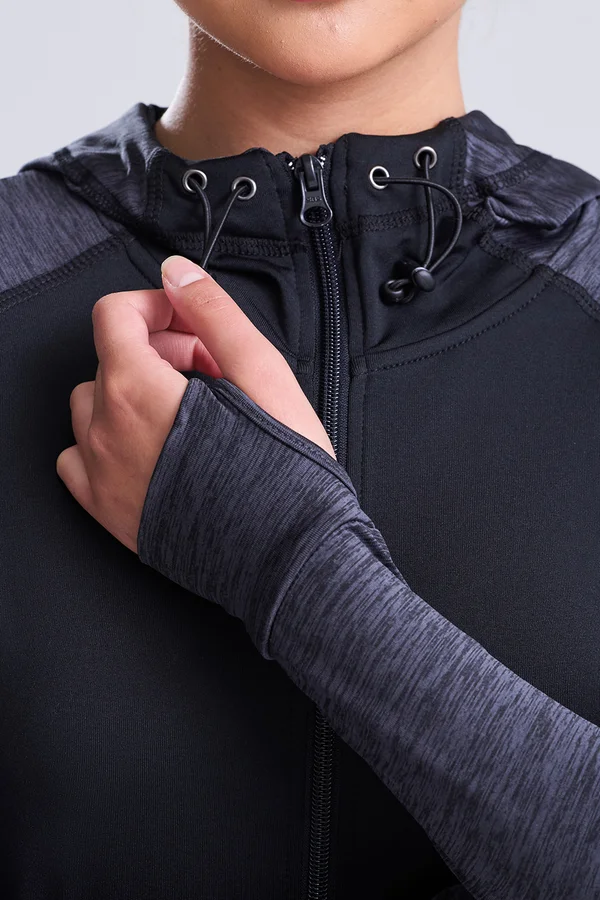 Women´s Cool Contrast Zoodie Black / Black Slate Melange