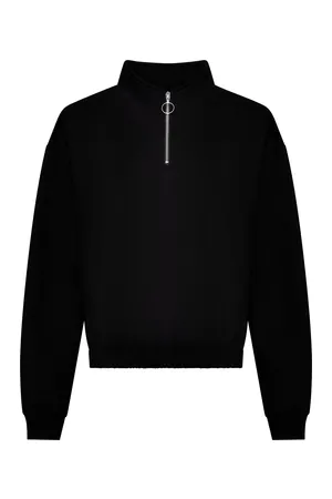 Women´s Cropped 1/4 Zip Sweat deep black