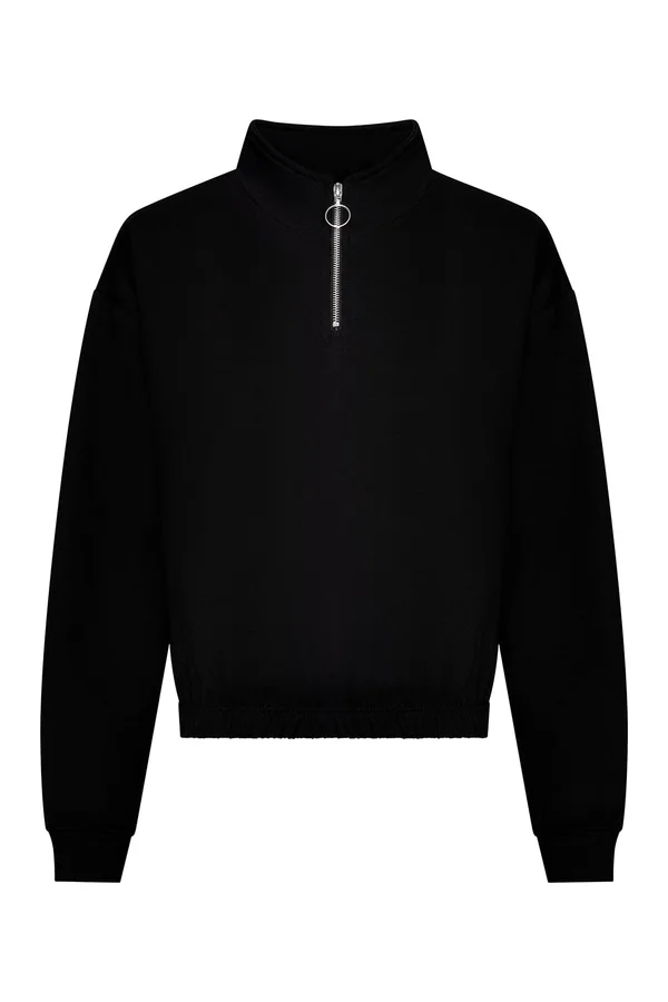 Women´s Cropped 1/4 Zip Sweat deep black