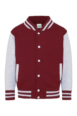 Kids´ Varsity Jacket Burgundy / Heather Grey