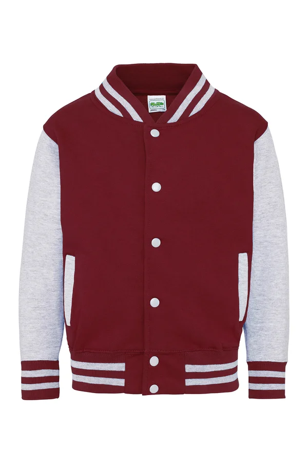 Kids´ Varsity Jacket Burgundy / Heather Grey