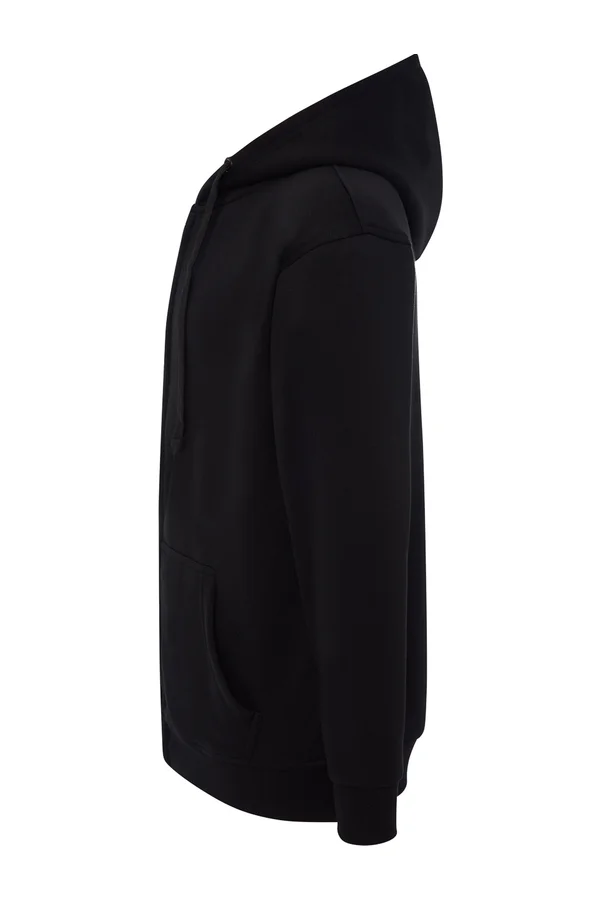 Zipped Hooded Sweater Black