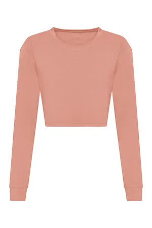 Women´s Long Sleeve Cropped T Dusty Pink