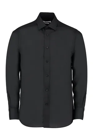 Men´s Tailored Fit Business Poplin Shirt Long Sleeve Black