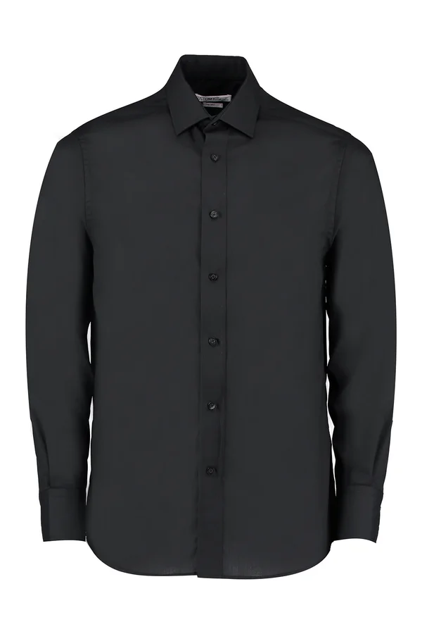 Men´s Tailored Fit Business Poplin Shirt Long Sleeve Black
