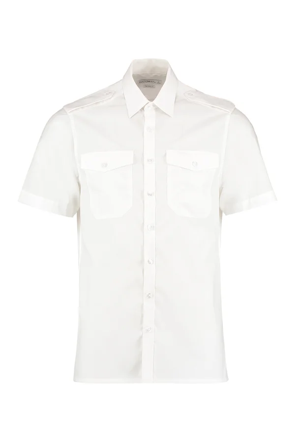 Men´s Tailored Fit Pilot Shirt Short Sleeve White
