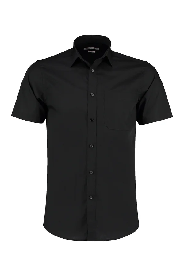 Men´s Tailored Fit Poplin Shirt Short Sleeve Black